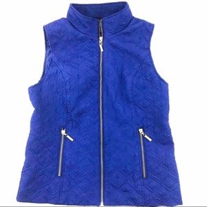 Quilted Vest Gold Zip Blue Vest size Small S